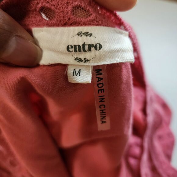 Anthropologie Entro Dress Womens Medium Pink Sleeveless Embroidered Lace Lined - Picture 5 of 13
